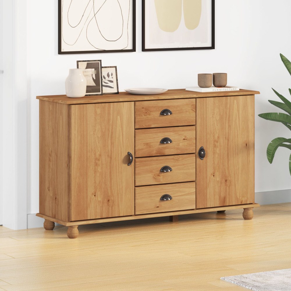 vidaXL Sideboard "ASKIM" 133,5x40x79 cm Massivt tallträ