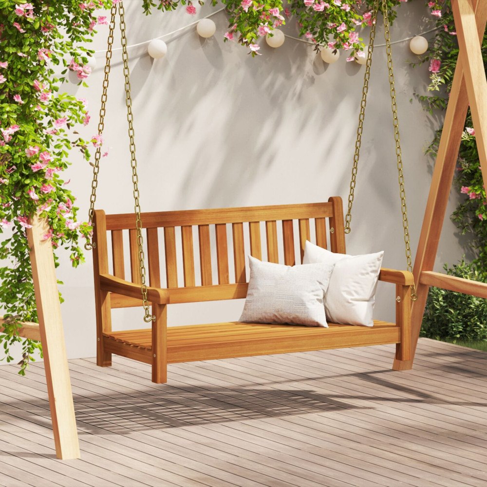 vidaXL 2-sits Trädgårdsbänk med gungor 110x56x58 cm Solid trä Akacia