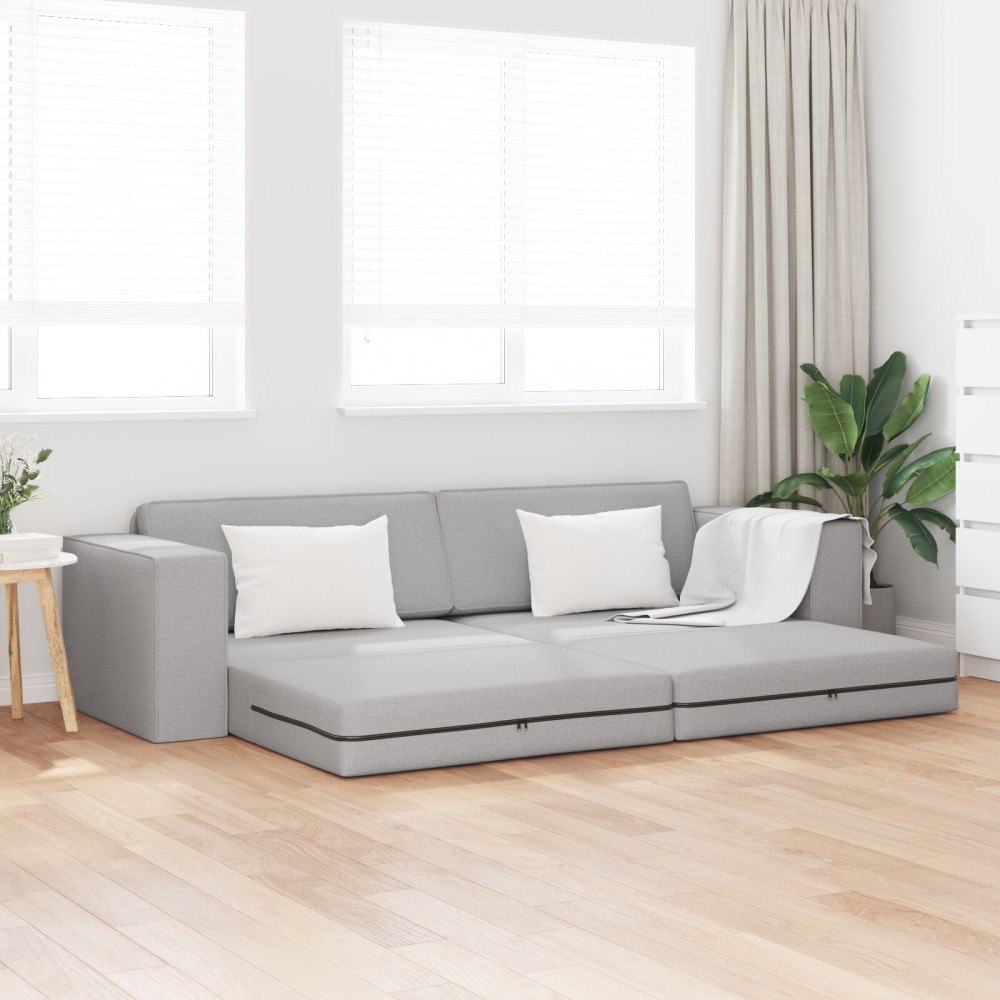 vidaXL Golvsoffa 2-i-1 Cloud Grey 245x150x60.5 cm Tyg