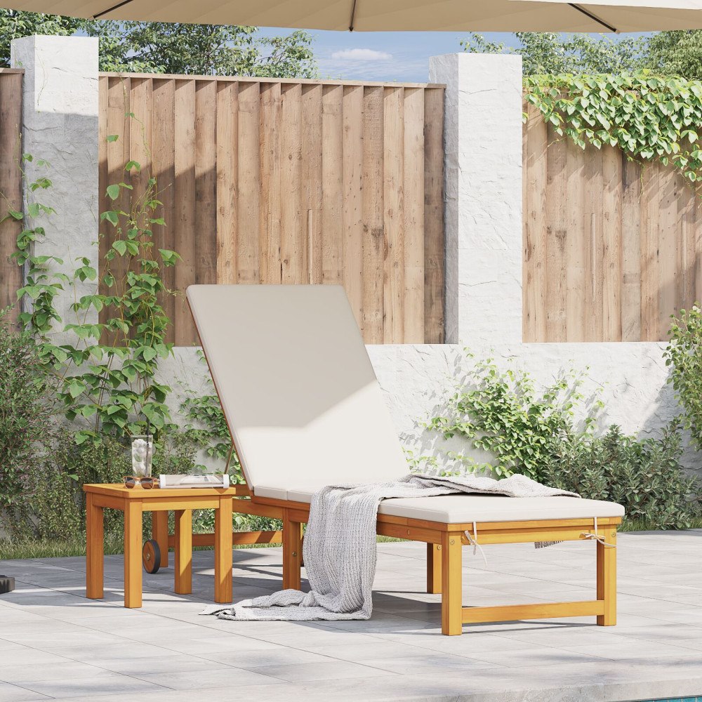 vidaXL Solstol med Grädddynor Solid Trä Acacia
