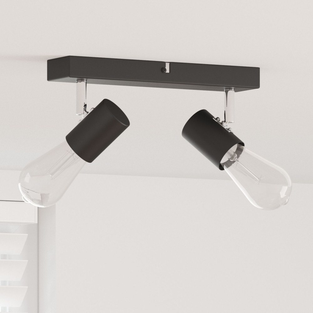 vidaXL takspotlight 2-vägs justerbar svart E27
