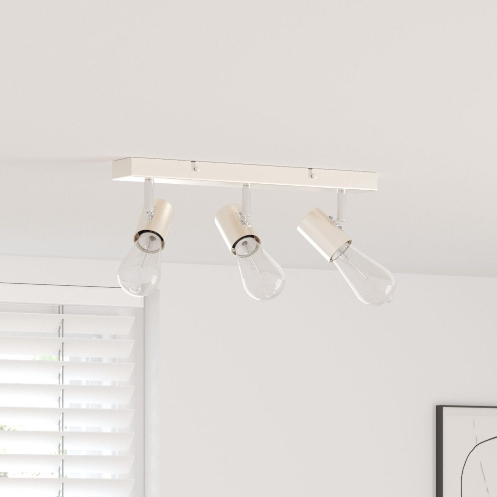 vidaXL takspotlight 3-vägs justerbar borstad nickel E27