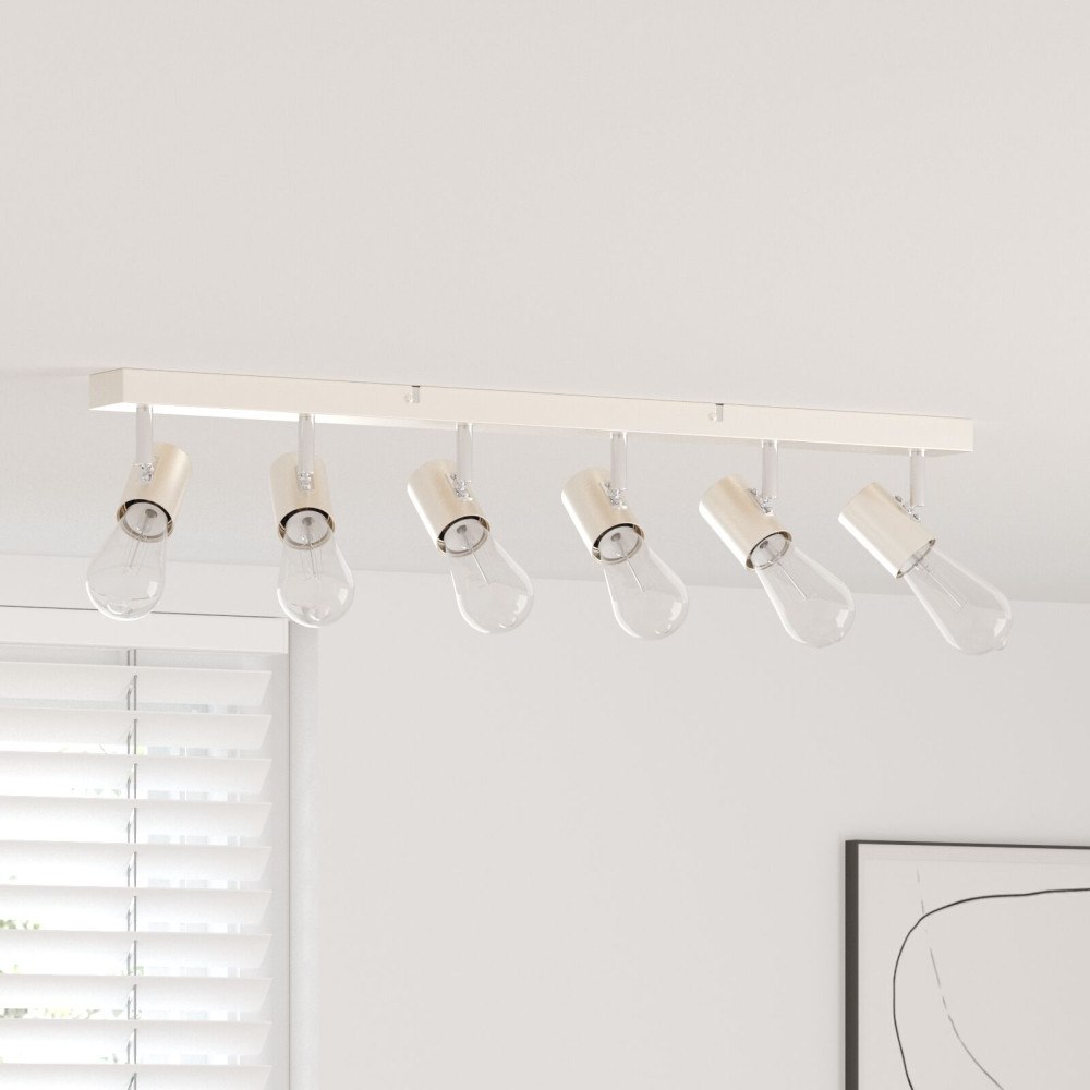 vidaXL takspotlight 6-vägs justerbar borstad nickel E27