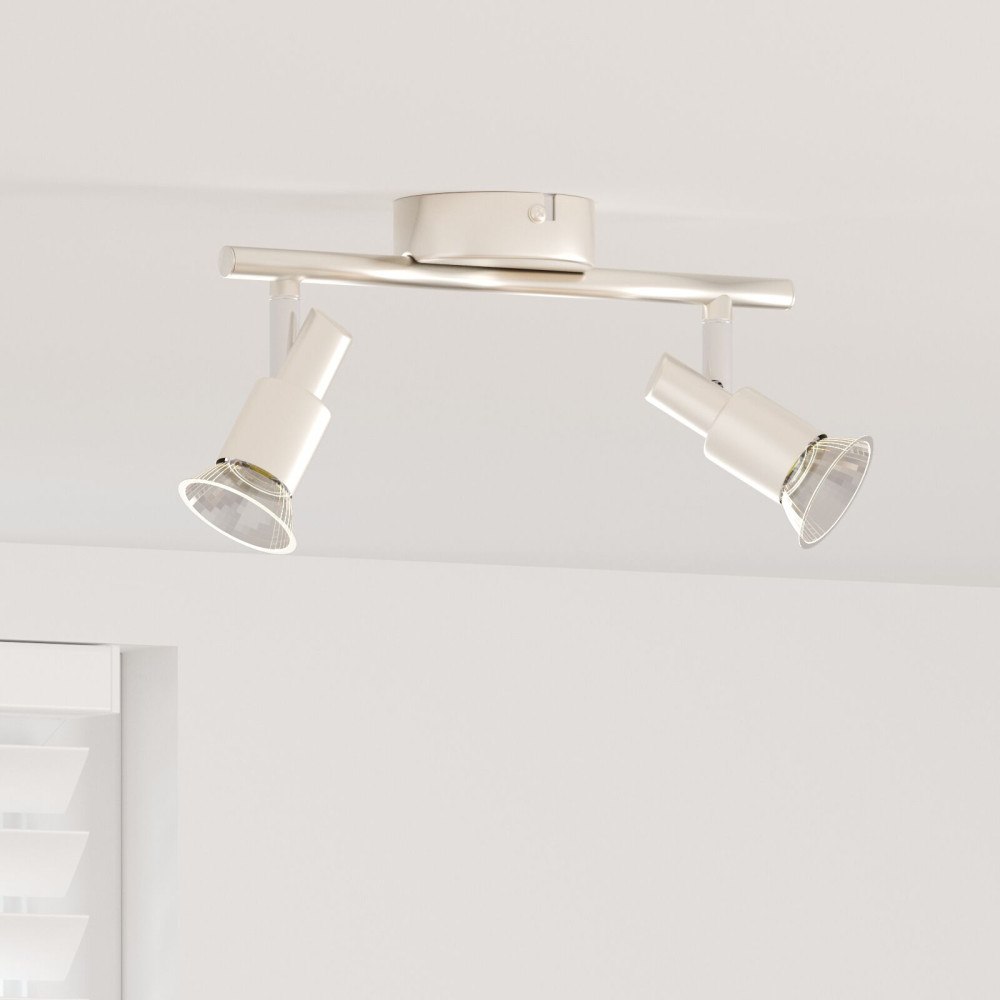 vidaXL takspotlight 2-vägs justerbar borstad nickel GU10