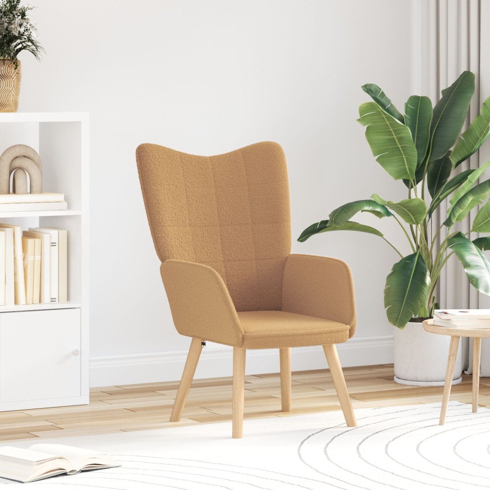 vidaXL Avkopplande Stol Beige Lockig Ullliknande Tyg