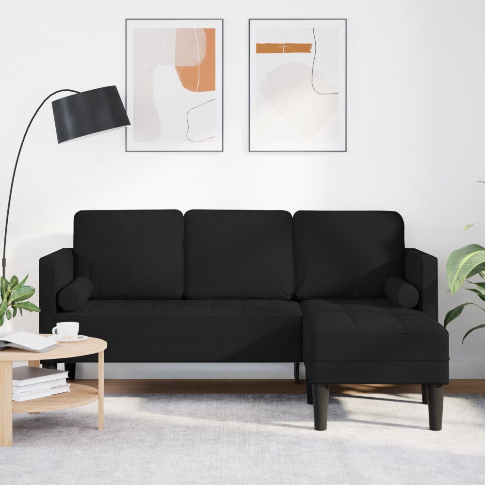 vidaXL 3-sits L-formad soffa Svart 160 cm Tyg