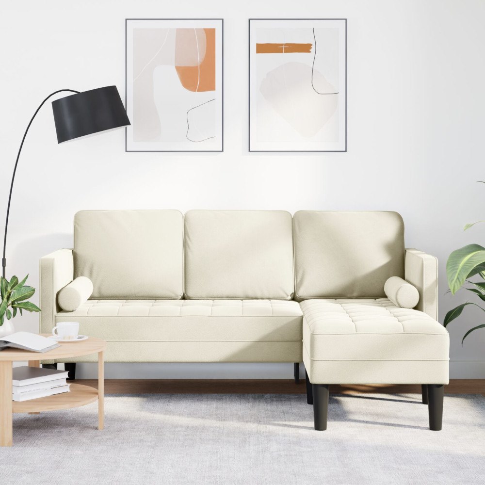 vidaXL L-formad Soffa Grädde 173x131x67 cm Sammet