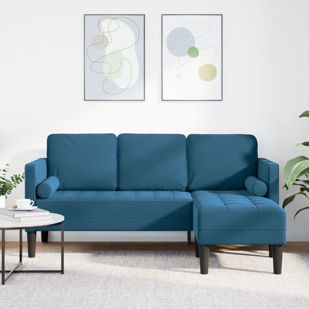 vidaXL L-formad Soffa Blå 173x131x67 cm Sammet