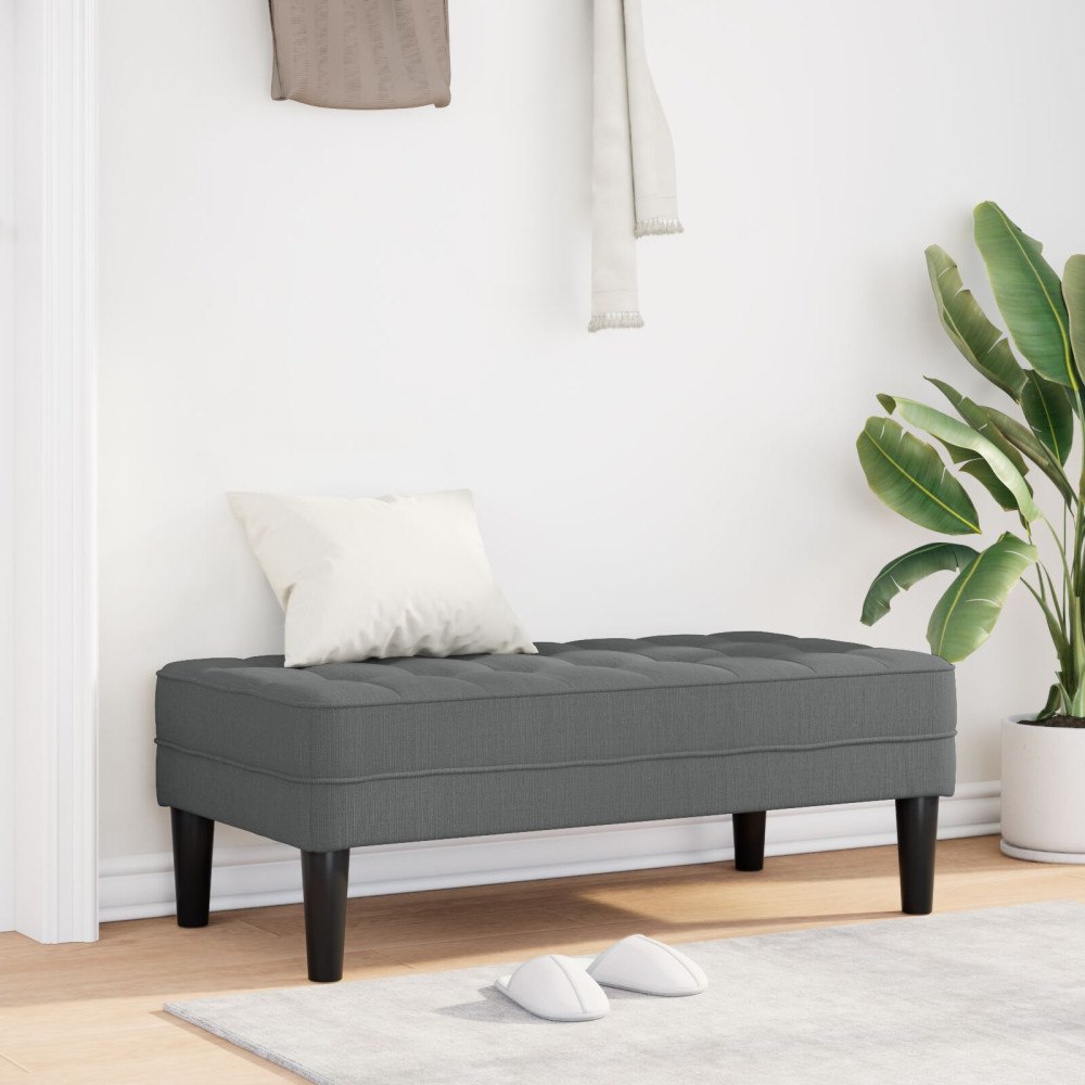 vidaXL Bänk Mörkgrå 113x57x39 cm Tyg