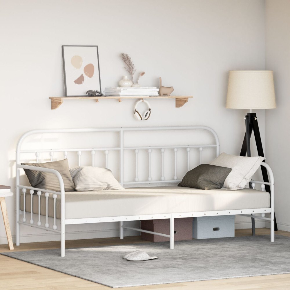 vidaXL Dagbäddram Vit 107 x 203 cm Pulverlackerat stål