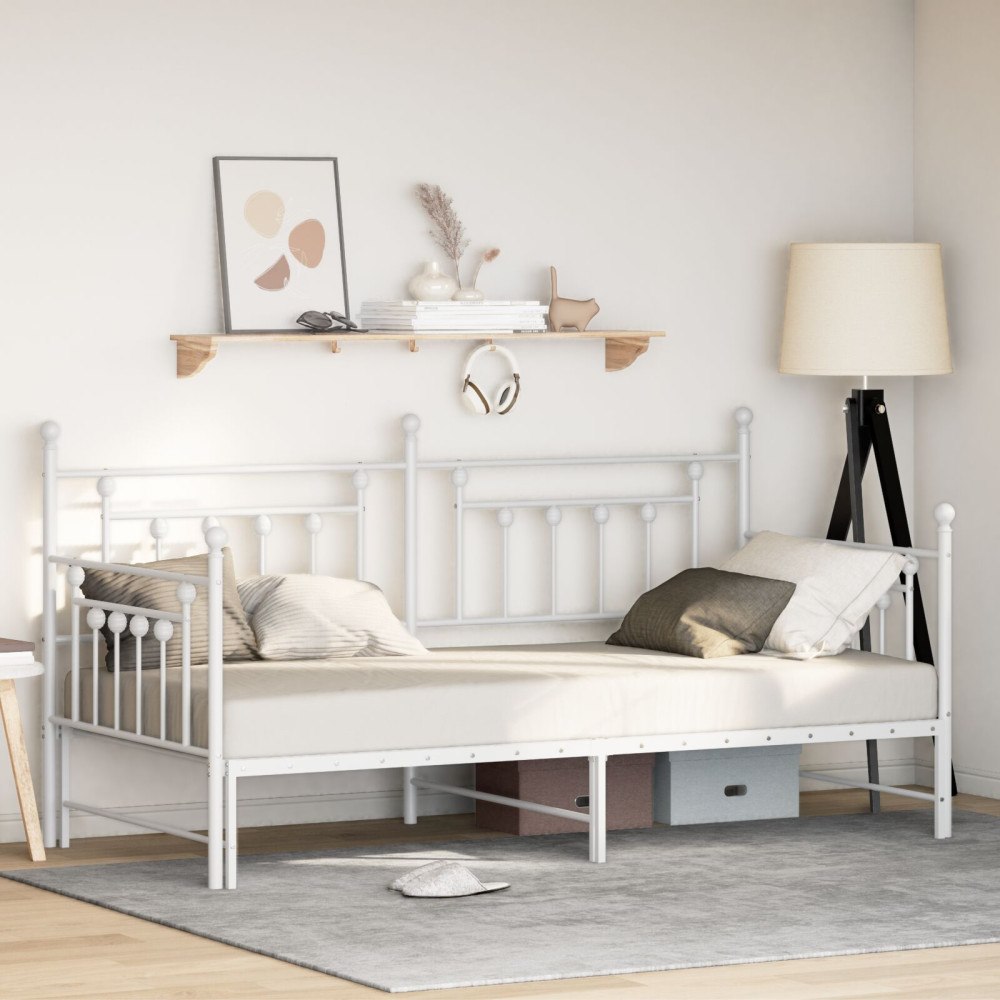 vidaXL Dagbäddram Vit 90 x 200 cm Stål
