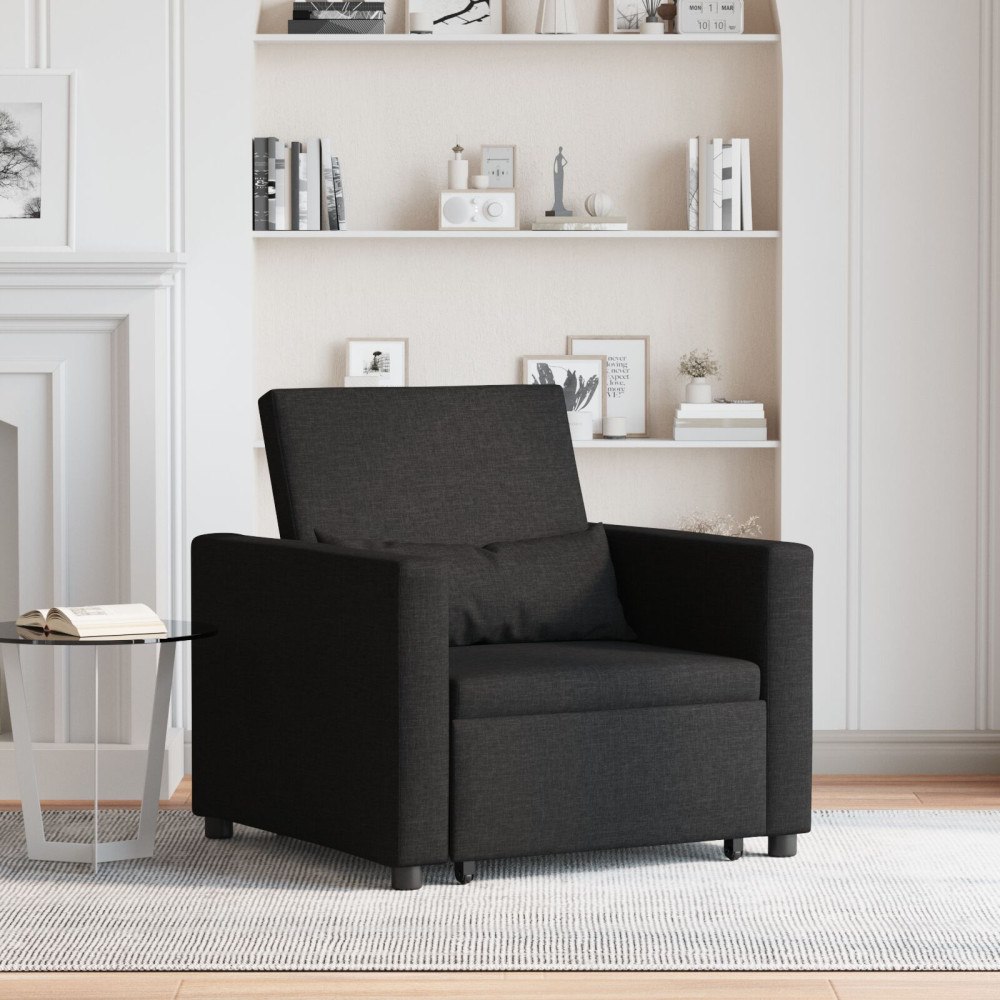 vidaXL 3-i-1 Enkelsängsoffa Konvertibel Svart Tyg