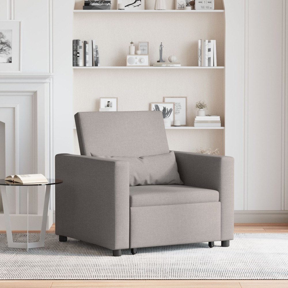 vidaXL 3-i-1 Enkel Soffa Säng Konverterbar Taupe Tyg