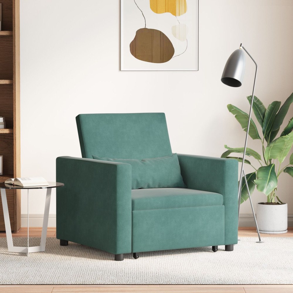 vidaXL Enkel Soffbed Reclining Mörkgrön 90 x 165 x 87 cm Sammet