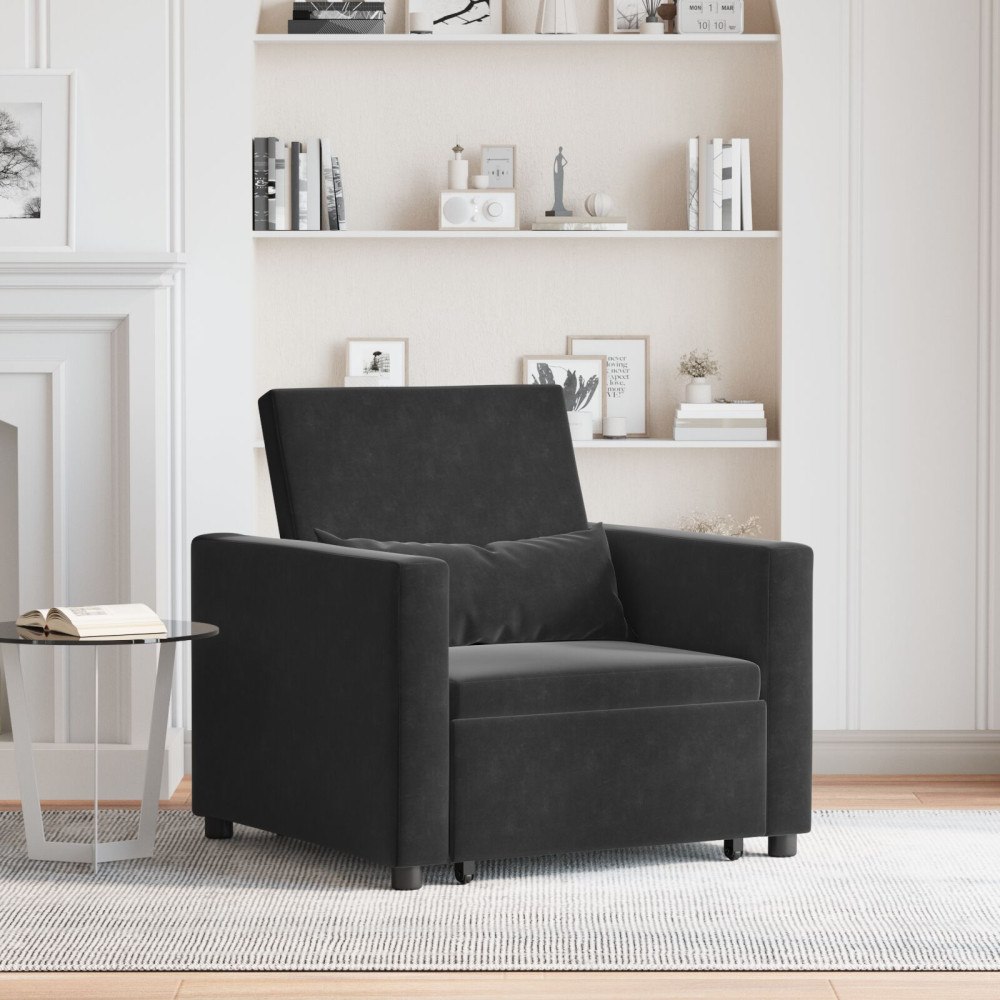 vidaXL Enkel Soffbed Reclining med hjul Svart 90 x 165 x 87 cm Sammet