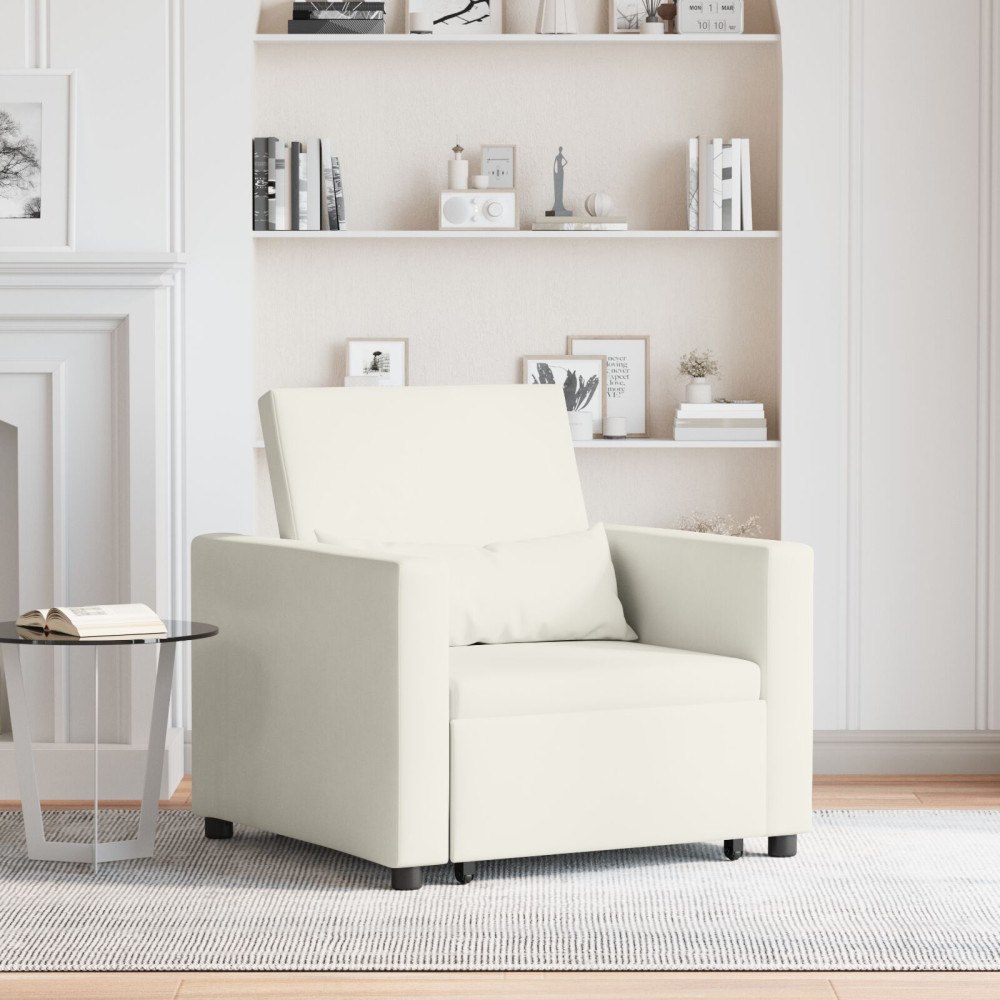 vidaXL Enkel Soffbed Reclining med hjul Kräm 90 x 165 x 87 cm Sammet