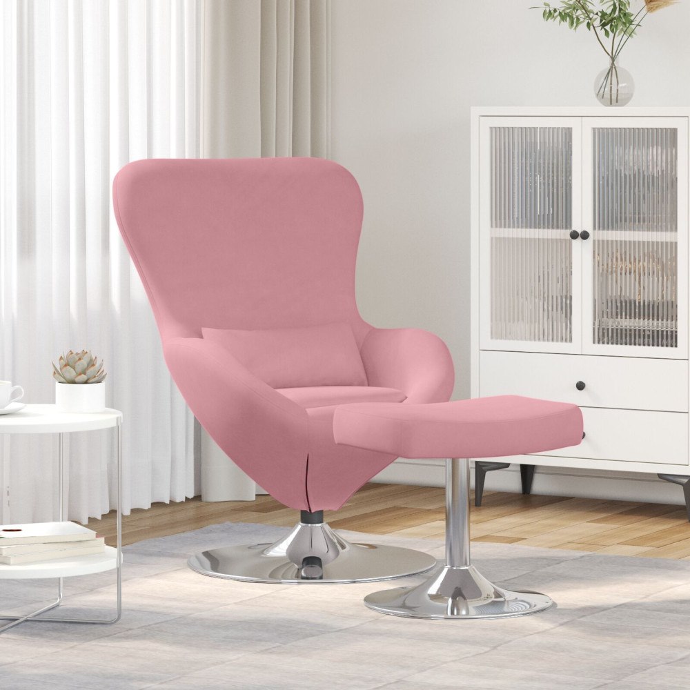 vidaXL Äggstol med Fotpall Rosa Sammet