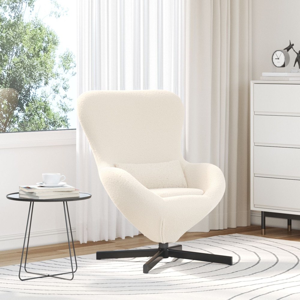 vidaXL Äggstol Creme Curly Ull-liknande Tyg