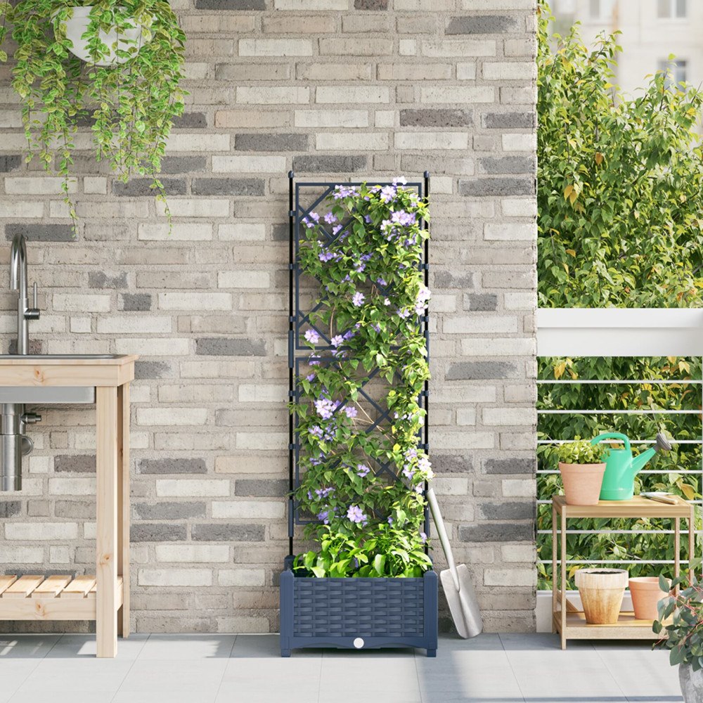vidaXL Trädgårdsplanterare med Trellis Grå 40x40x125,5 cm