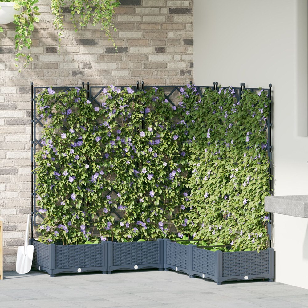 vidaXL Trädgårdskruk med trellis 5 st Grå 120x120x125.5 cm