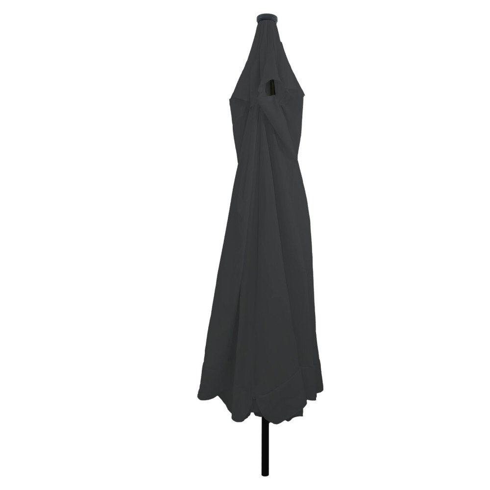 vidaXL Trädgårdsparasol med LED-lampor ø395x245 cm Antracit