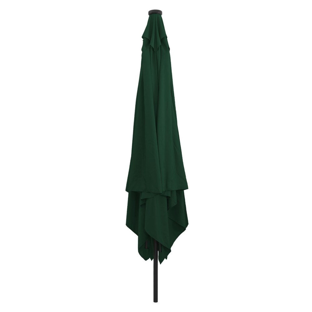 vidaXL Fyrkantig Trädgårdsparasol med LED-lampor 295x245 cm Grön