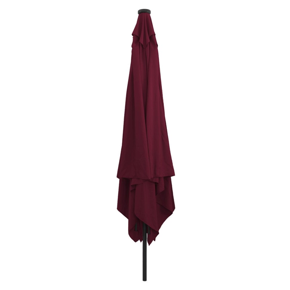 vidaXL Fyrkantig Trädgårdsparasol med LED-lampor 295x245 cm Bordeauxröd