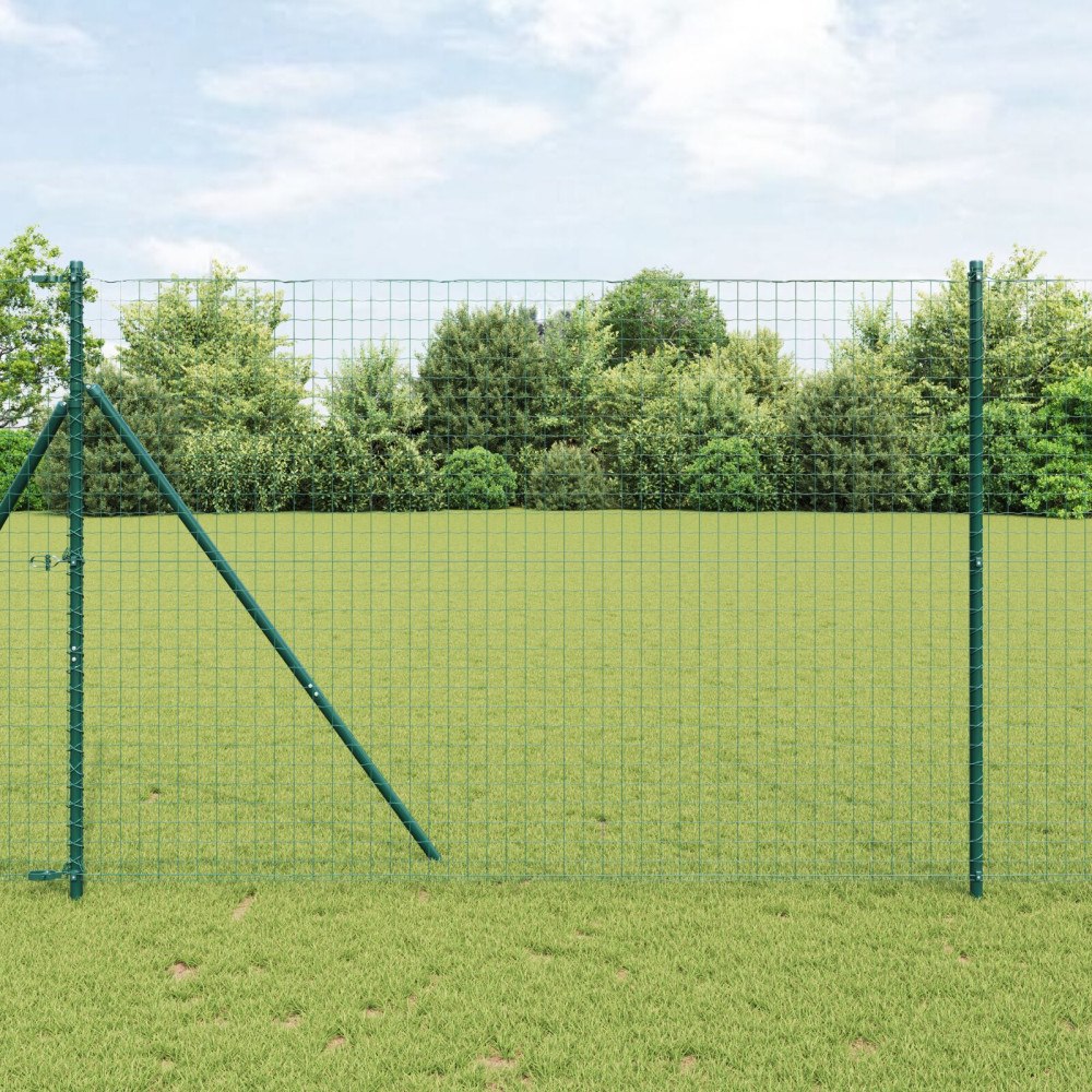vidaXL Stängselstolpar set 7 pcs Grön Ø32mm 160 cm Metall