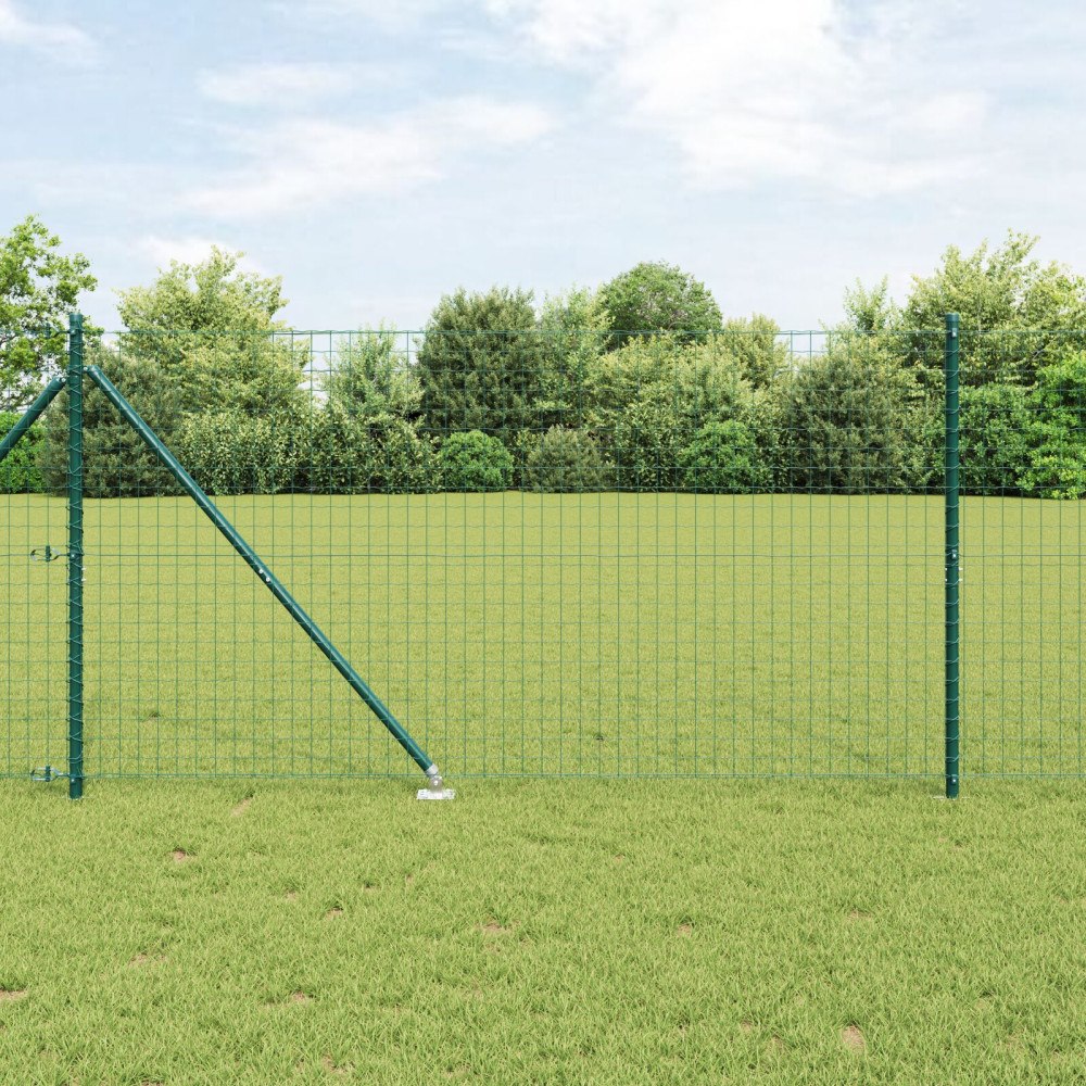 vidaXL Stängselposter med spikset 13 pcs Grön Ø32mm 160 cm Metall