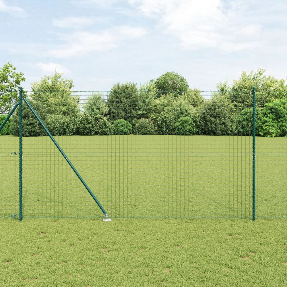 vidaXL Stängselstolpar med spikset 13 pcs Grön Ø32mm 160 cm Metall