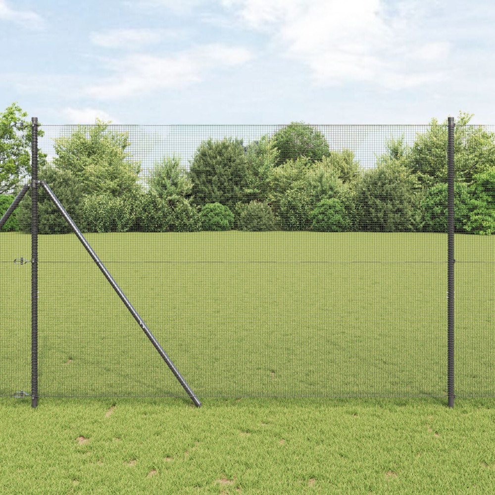 vidaXL Svetsat trådgärde Grå 1.6x25 m, Stål