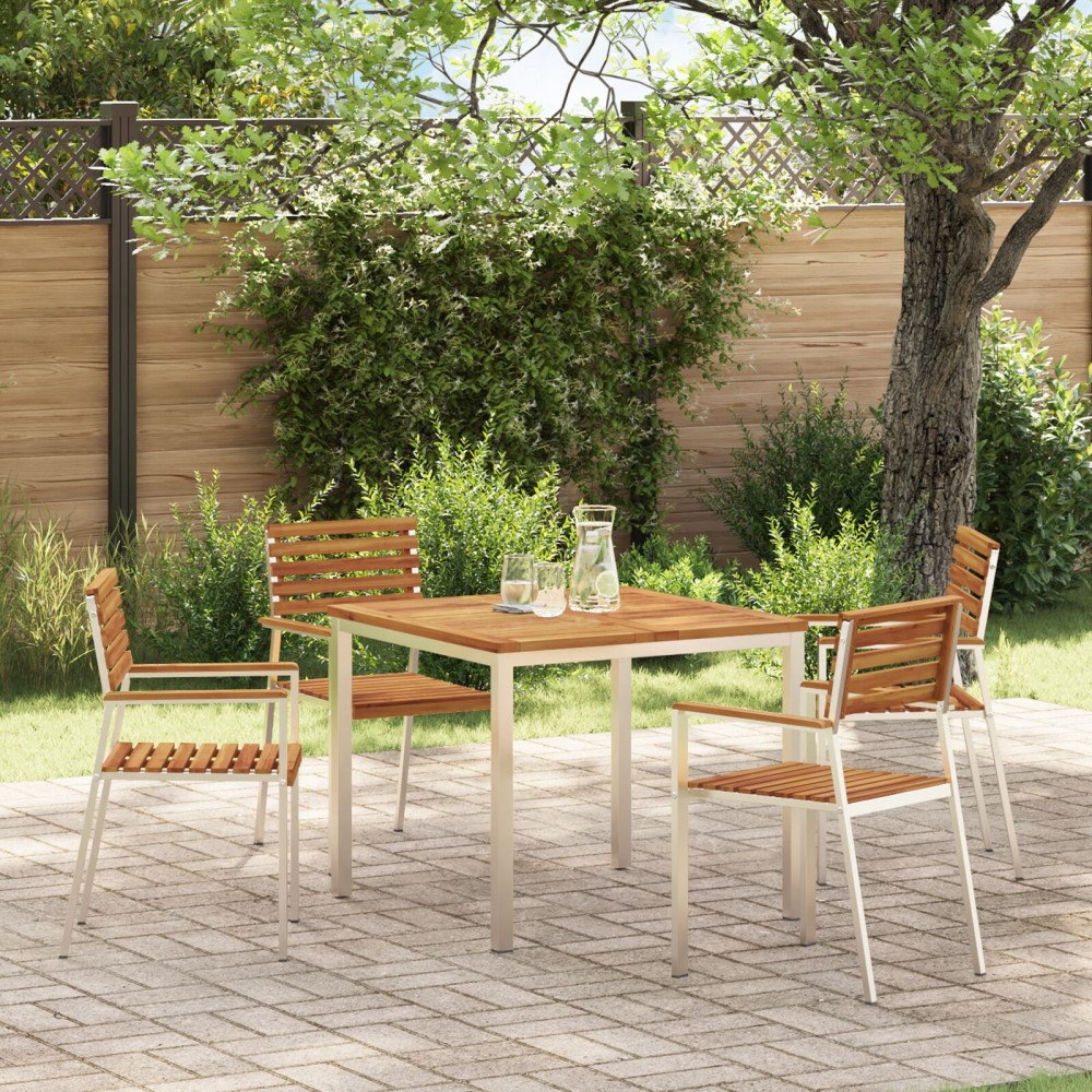 vidaXL Trädgård Stol 4 pcs Brun 56 x 54.5 x 87cm Massivt akaciaträ