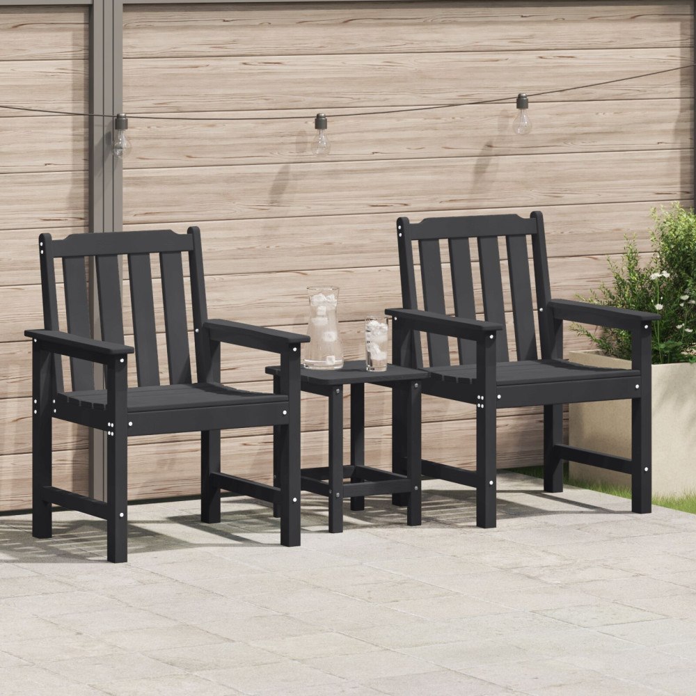 vidaXL Trädgårdsstol med kudde 2 pcs Svart 65.5 x 59 x 88cm Plast