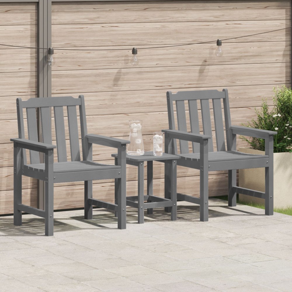 vidaXL Trädgårdsstol med kudde 2 pcs Ljusgrå 65.5 x 59 x 88cm Plast