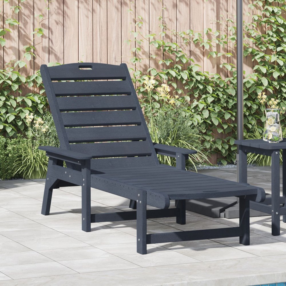 vidaXL Solstol med kudde Marinblå 73.5 x 92 x 90cm Plast