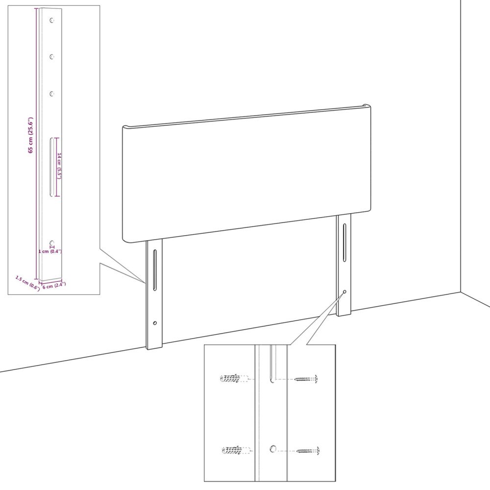 vidaXL Sänggavel Diamantblock Design Mörkgrå 80 cm Tyg
