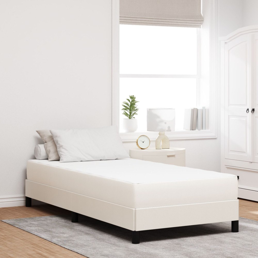 vidaXL Sängmadrass med madrass Kräm 100 x 200 cm tyg
