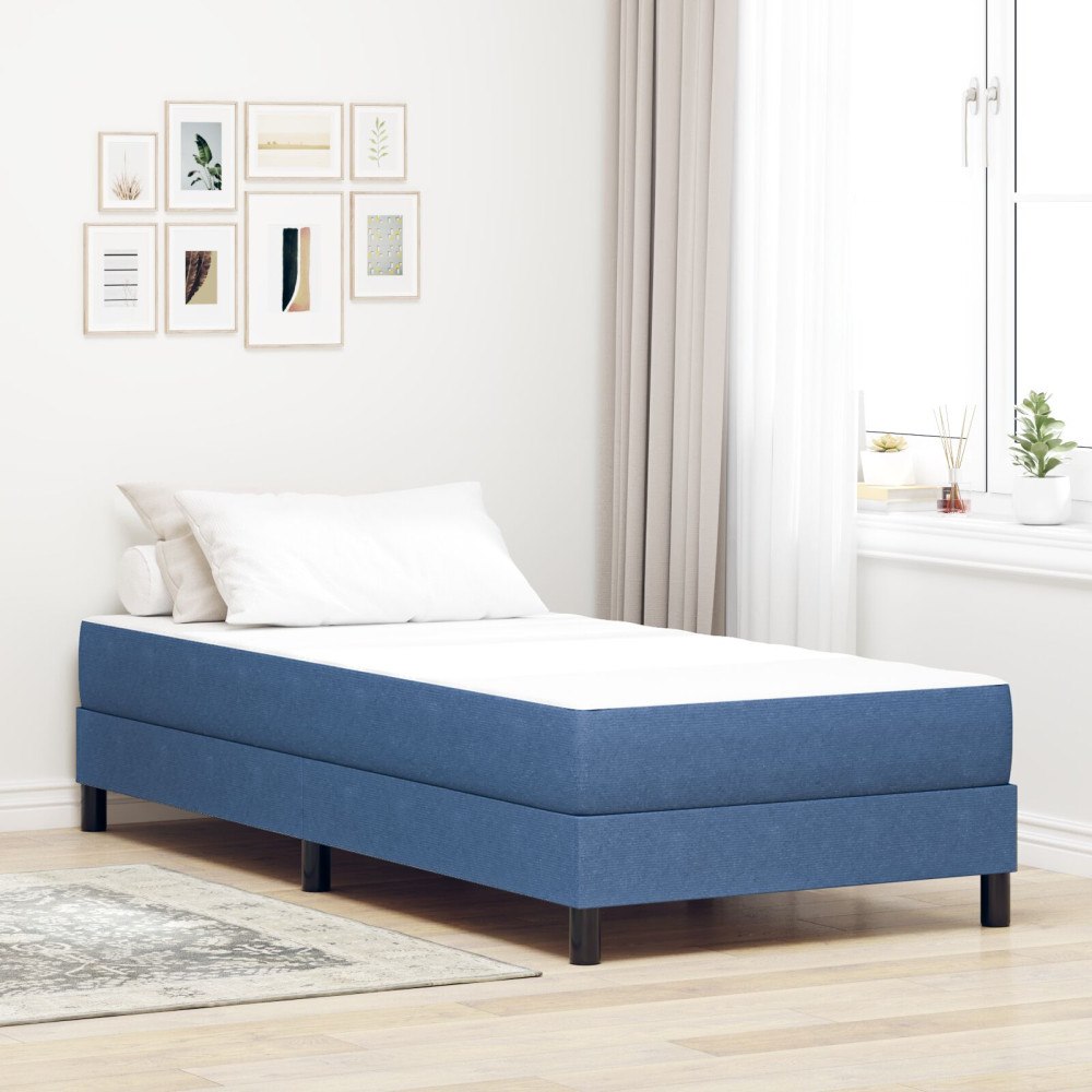 vidaXL Sängmadrass med madrass Blå 100 x 200 cm tyg