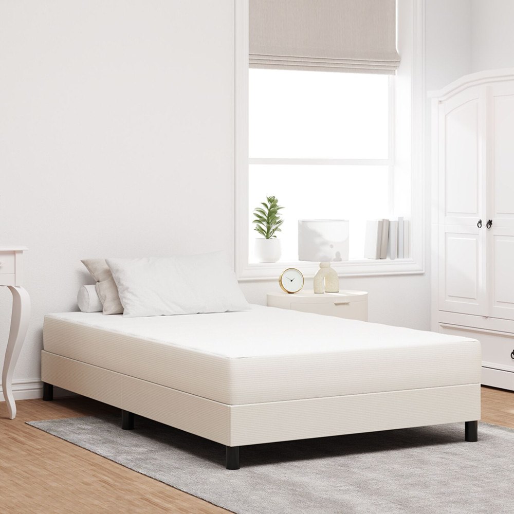 vidaXL Sängmadrass med madrass Kräm 120 x 200 cm tyg