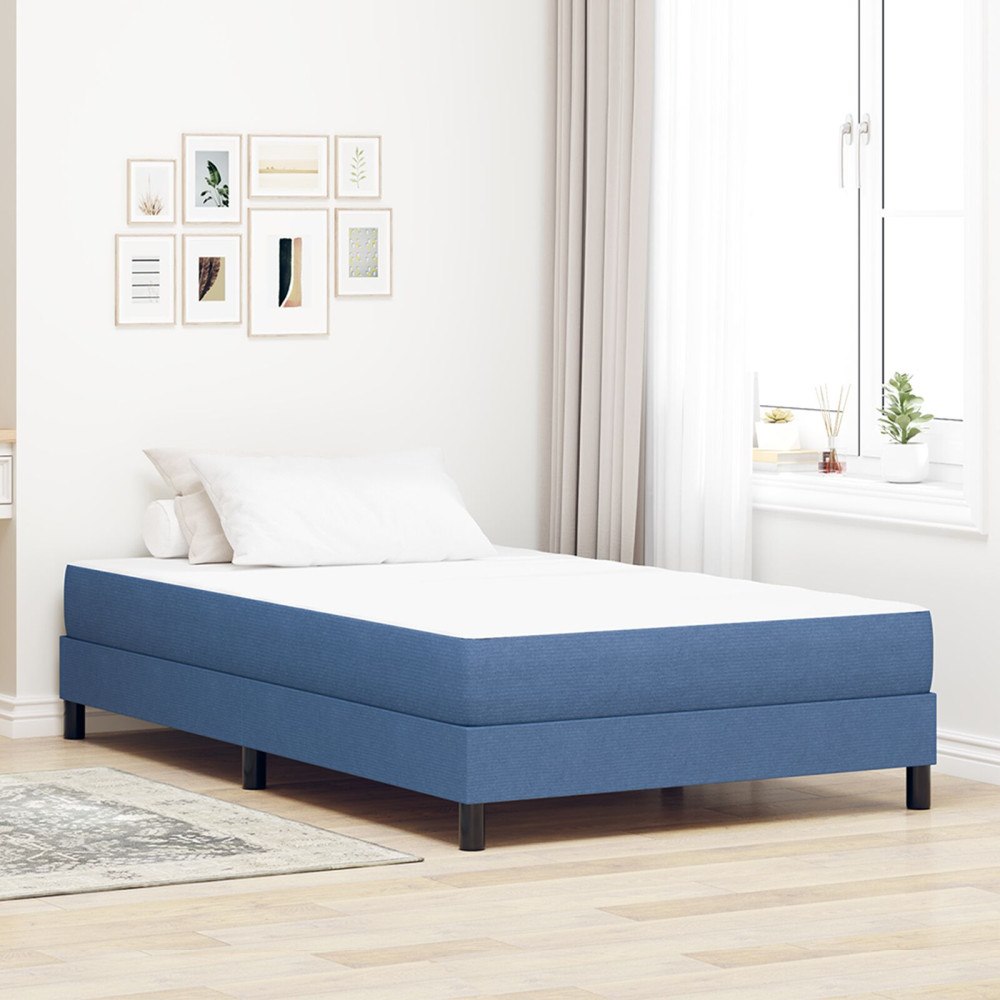 vidaXL Sängmadrass med madrass Blå 120 x 200 cm tyg