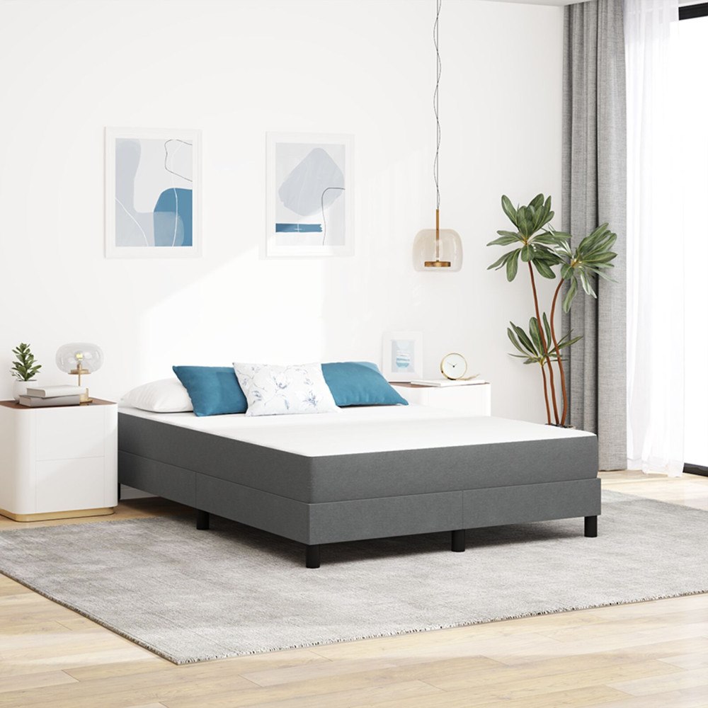 vidaXL Sängmadrass med madrass Ljusgrå 140 x 200 cm tyg