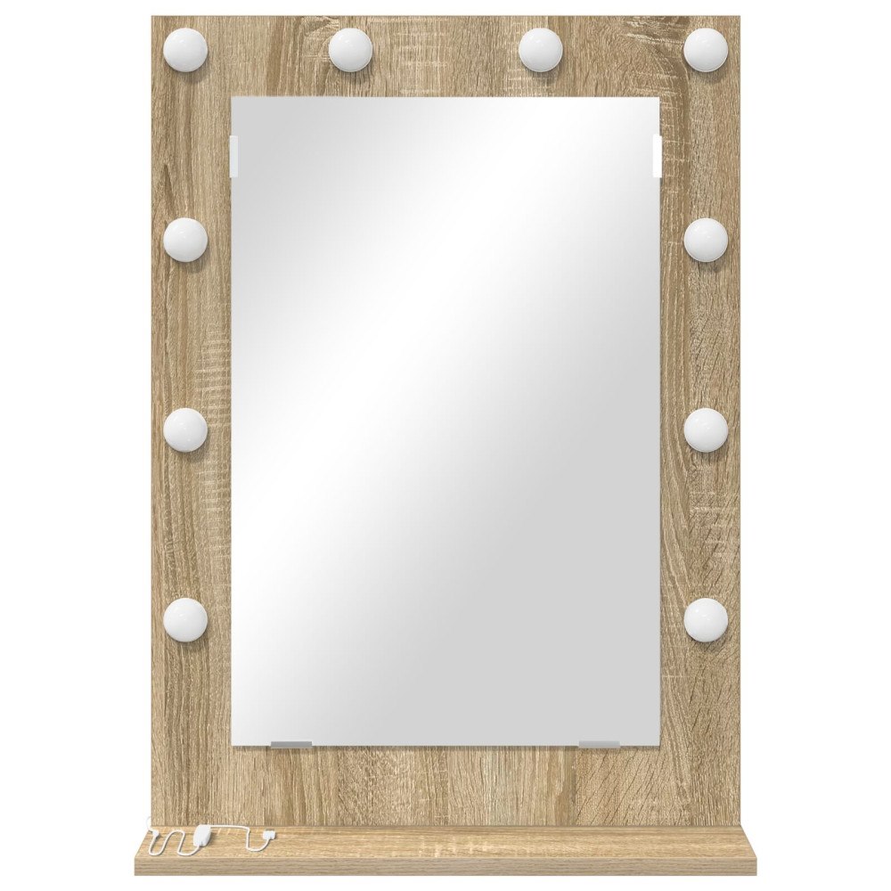 vidaXL Sminkspegel Sonoma Ek MDF, Glas 70 x 50 x 18 cm Spegel