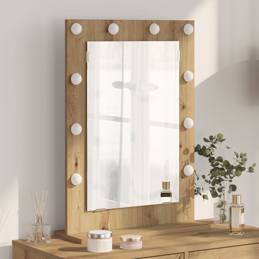 vidaXL Spegel Artisan Ek Trä 70 x 50 x 18 cm Sminkspegel Rektangulär