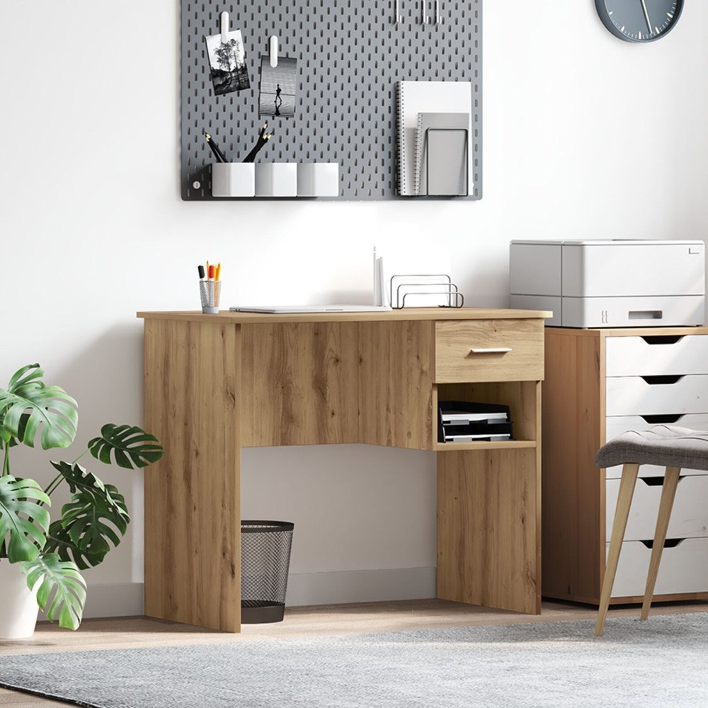vidaXL Skrivbord med Förvaring Artisan Ek 90x49.5x75 cm Konstruerat trä
