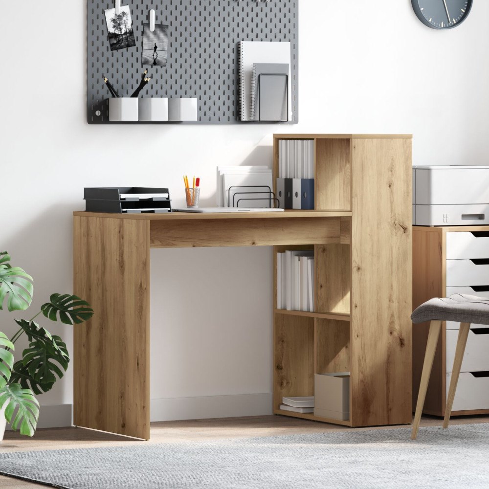 vidaXL Skrivebord Artisan Ek MDF Medium Rektangulär Modern Hållbar