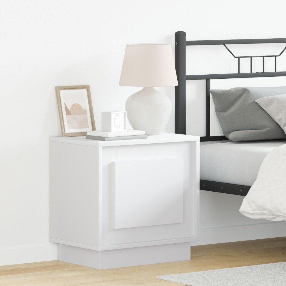 vidaXL Sängbord med LED-lampor 2 st Vit 44x34,5x45 cm