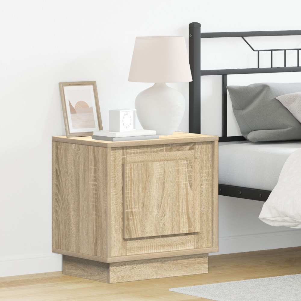 vidaXL Sängbord med LED-lampor Sonoma Ek 44x34,5x45 cm