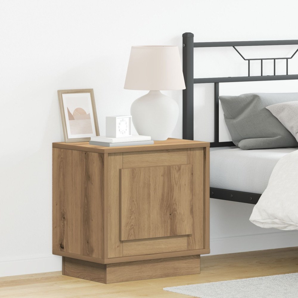 vidaXL Sängbord med LED-lampor 2 st Hantverks ek 44x34.5x45 cm