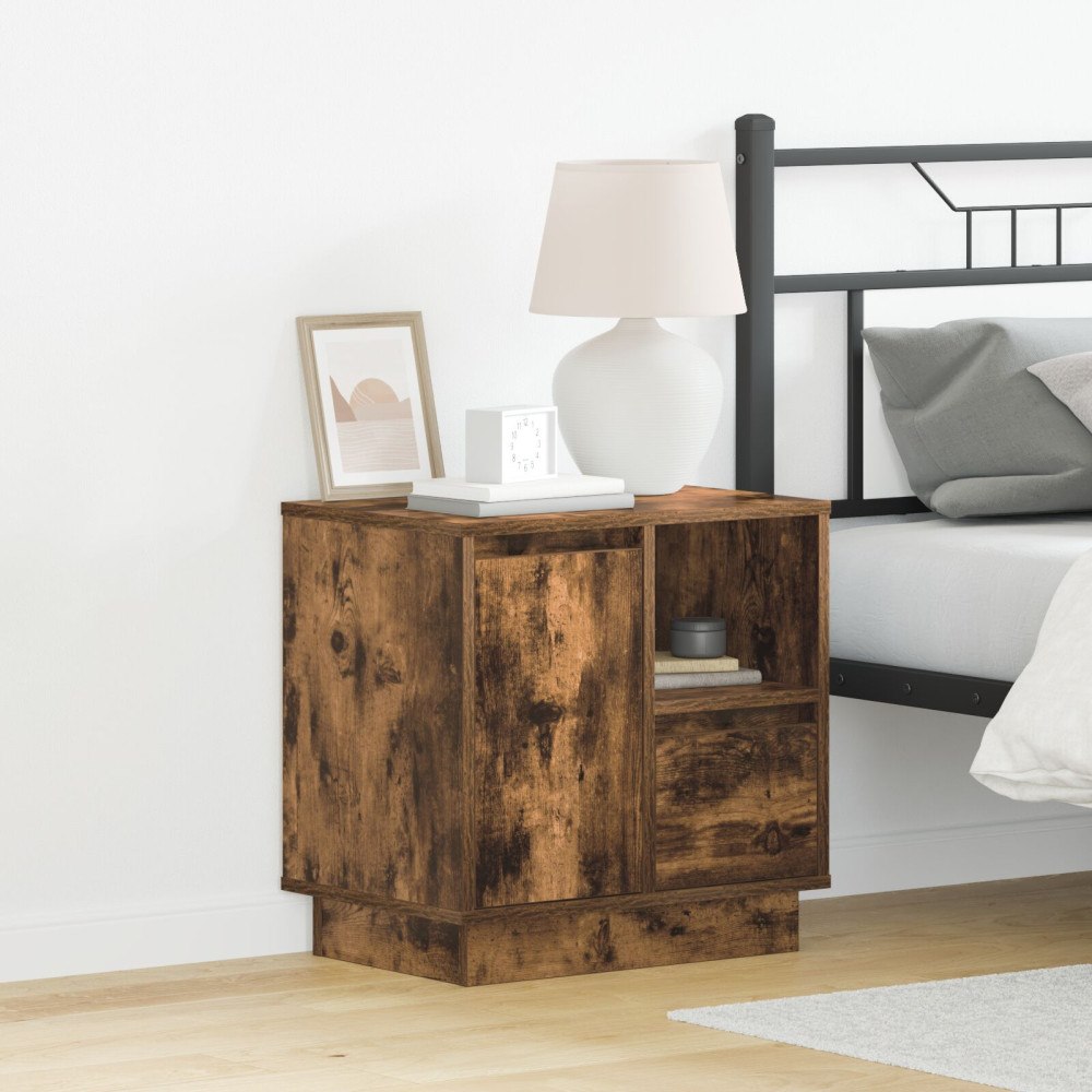 vidaXL Sängbord med LED-lampor 2 st Rökt ek 50x34,5x50 cm