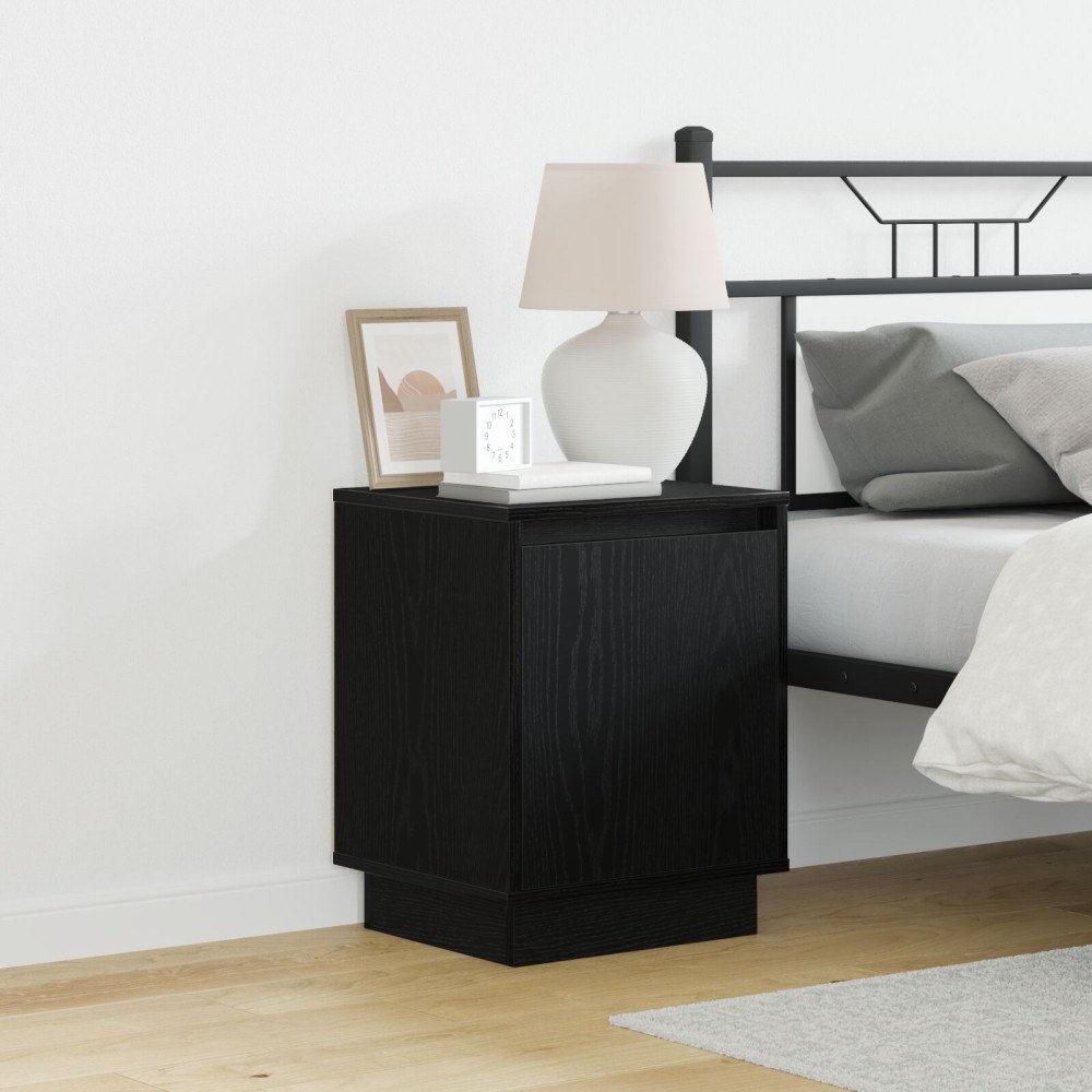 vidaXL Sängbord med LED-lampor 2 st Svart 39x34,5x50 cm
